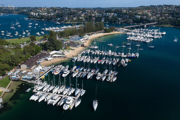 Aerial view of marinas at The Spit, Australia