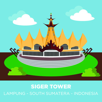 Siger Tower is a tower which is also the zero point in southern Sumatra. The tower is colored yellow and red, representing the golden color of the bride's traditional hat