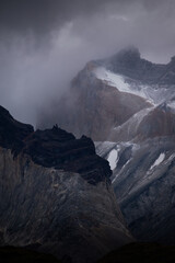 A close view of the peak of "Cuernos del Paine" mountains