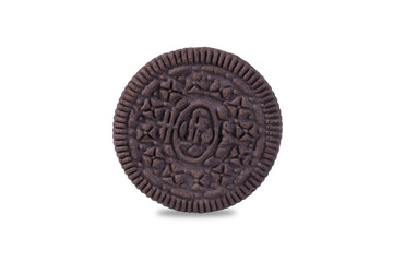 Chocolate round cookie on isolated white background
