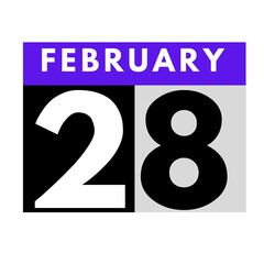 February 28 . flat daily calendar icon .date ,day, month .calendar for the month of February