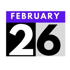 February 26 . flat daily calendar icon .date ,day, month .calendar for the month of February