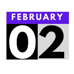 February 2 . flat daily calendar icon .date ,day, month .calendar for the month of February