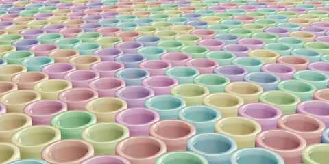 Pastel color round stick background Circular structure 3d illustration