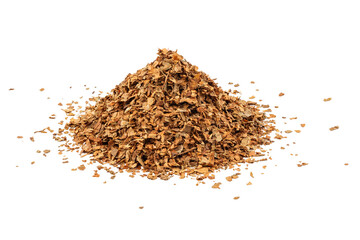 small pile of tobacco shag isolated on white background