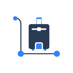 Trolley icon. Luggage van, bag bearer car, luggage trolley icon.