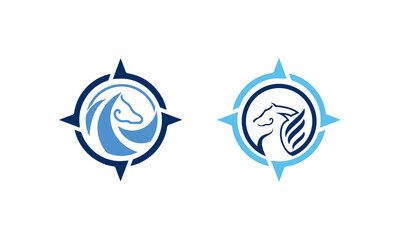 compass horse vector logo template, easy to edit and suitable for use anywhere