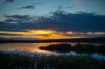 Sunset over pond in Alaska