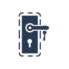 Door security lock icon. Digital lock, wifi lock, door protection lock icon with vector illustration and flat shape.