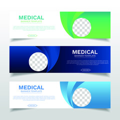 Health Medical web banner with place for photo. Horizontal Layout template. Business Ad banner. Vector EPS 10
