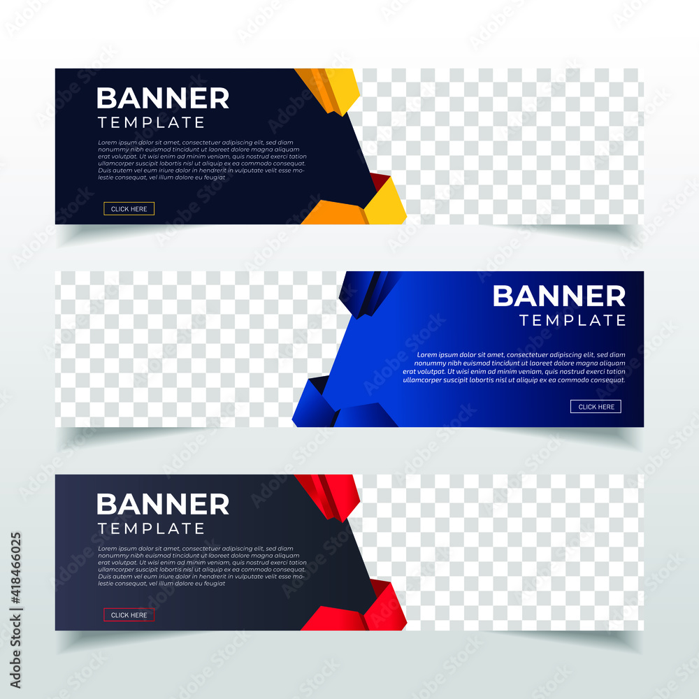 Wall mural modern abstract web banner with place for photo. horizontal layout template. business ad banner. vec