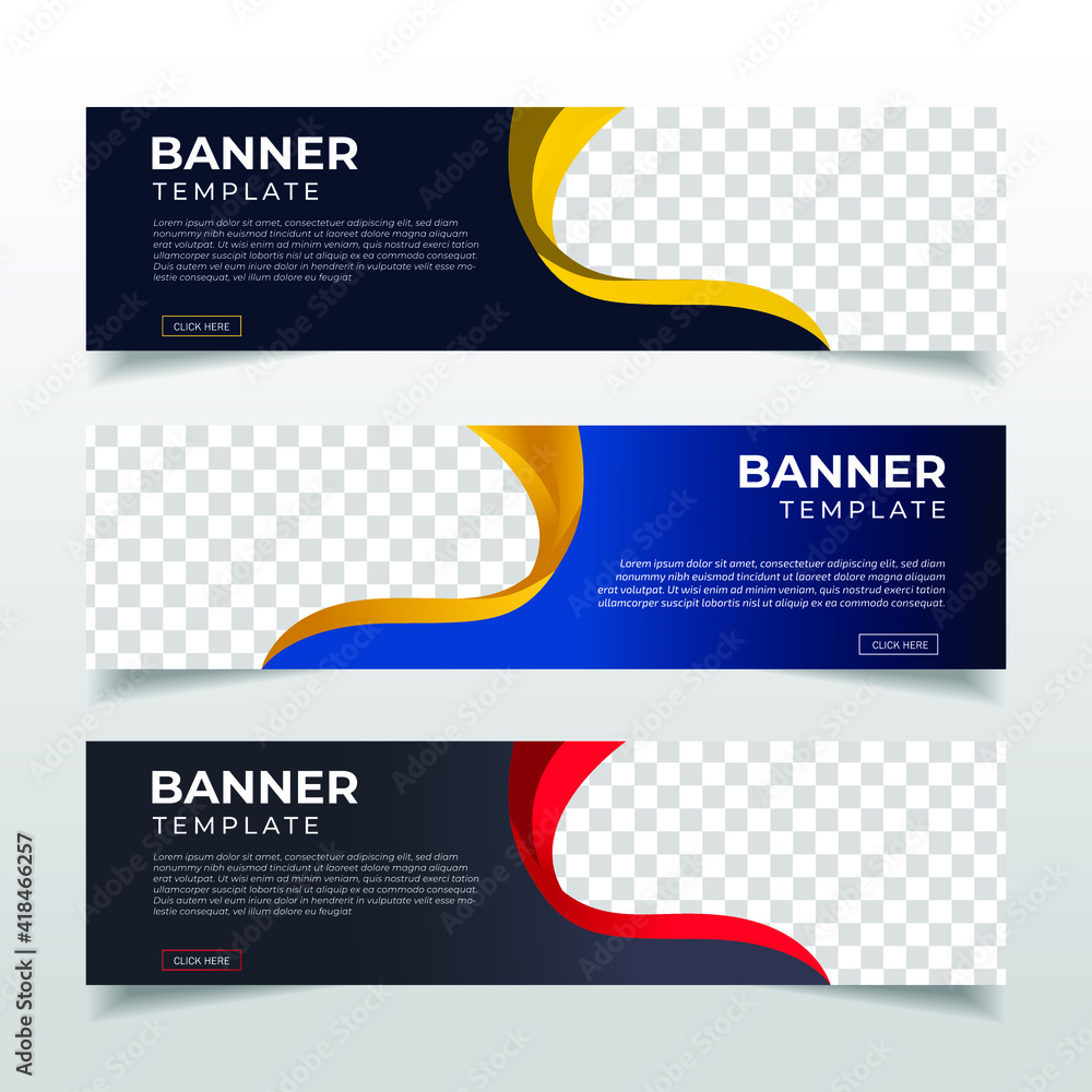 Wall mural modern abstract web banner with place for photo. horizontal layout template. business ad banner. vec