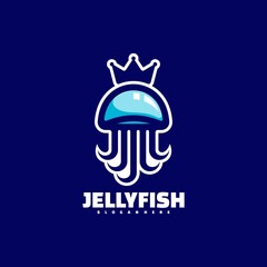 Vector Logo Illustration Jelly Fish Simple Mascot Style.
