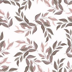  Beautiful seamless pattern beautiful  leaves Premium Vector
