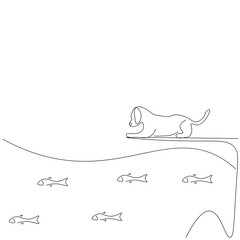 Dog line drawing animal, vector illustration