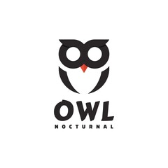 Vector Logo Illustration Owl Silhouette Style.