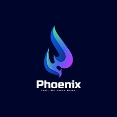 Vector Logo Illustration Phoenix Gradient Colorful Style.