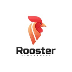 Vector Logo Illustration Rooster Gradient Colorful Style.