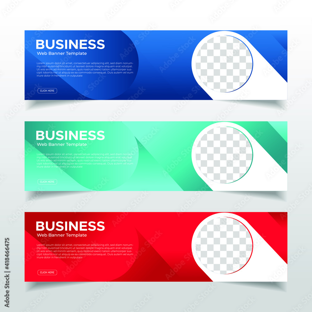 Wall mural modern abstract web banner with place for photo. horizontal layout template. business ad banner. vec