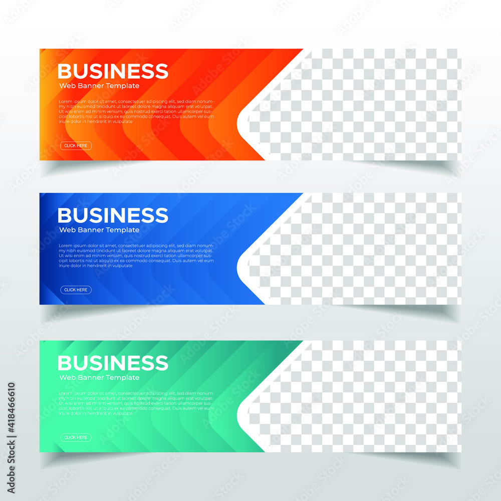 Wall mural modern abstract web banner with place for photo. horizontal layout template. business ad banner. vec