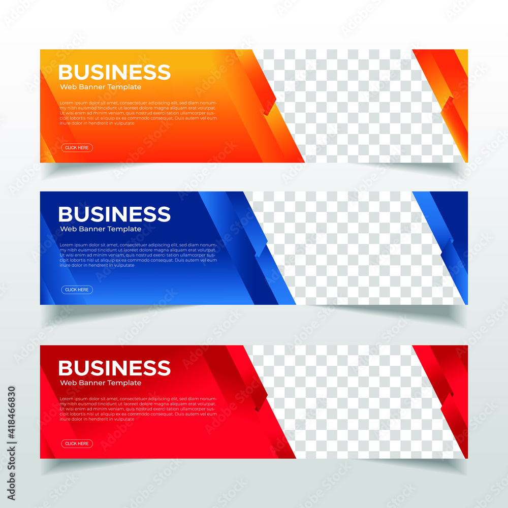 Wall mural modern abstract web banner with place for photo. horizontal layout template. business ad banner. vec