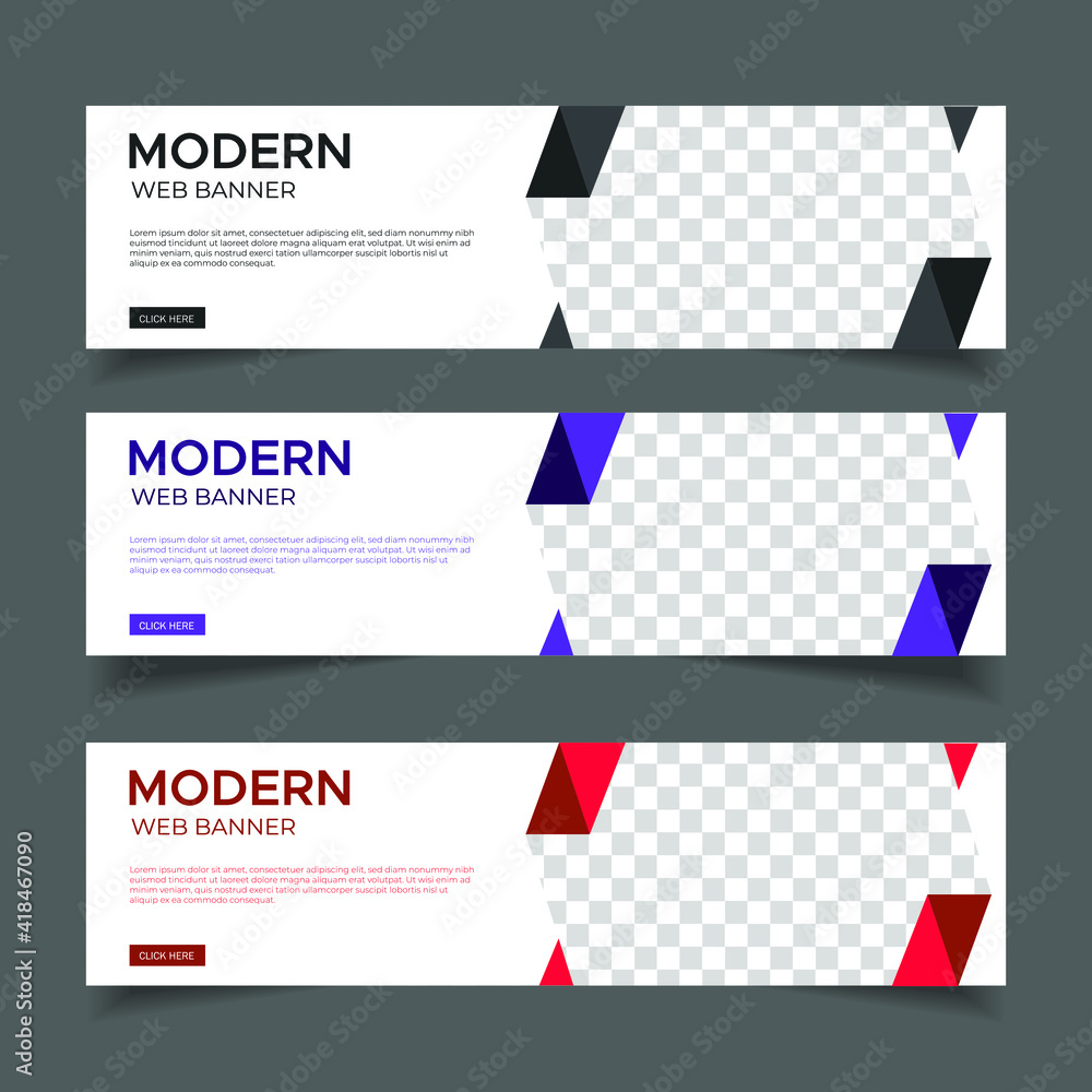 Wall mural modern abstract web banner with place for photo. horizontal layout template. business ad banner. vec