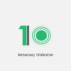 10 Years Anniversary Celebration Green Color Vector Template Design Illustration