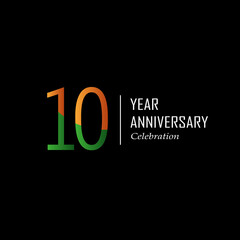 10 Years Anniversary Celebration Green Color Vector Template Design Illustration