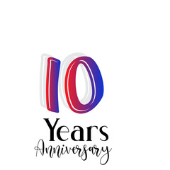 10 Years Anniversary Celebration Rainbow Color Vector Template Design Illustration