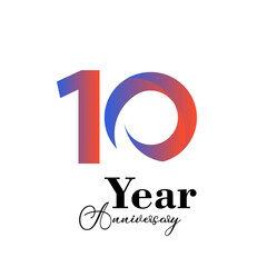10 Years Anniversary Celebration Rainbow Color Vector Template Design Illustration