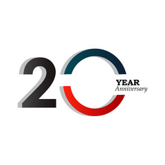 20 Years Anniversary Celebration Black Blue Color Vector Template Design Illustration
