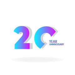 20 Years Anniversary Celebration Blue Color Vector Template Design Illustration