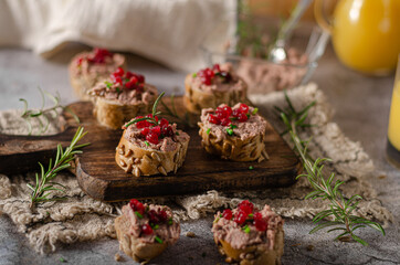 Homemade pate on heathy bread with cranberries