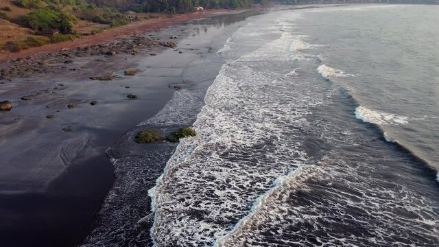 Aerial footage of Ladghar beach at Dapoli, located 200 kms from Pune on the West Coast of Maharashtra India.