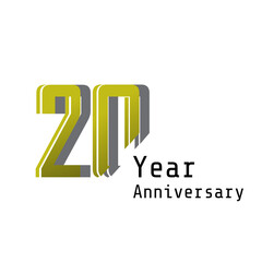 20 Years Anniversary Celebration Gold Color Vector Template Design Illustration