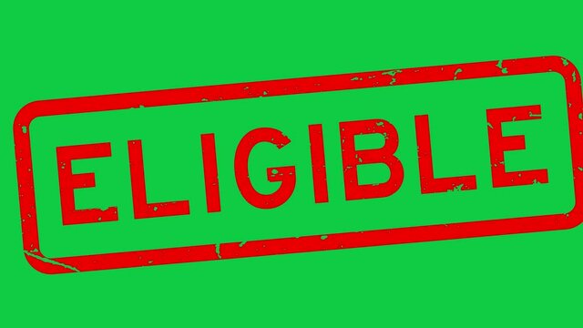 Grunge red eligible word square rubber seal stamp zoom in green background
