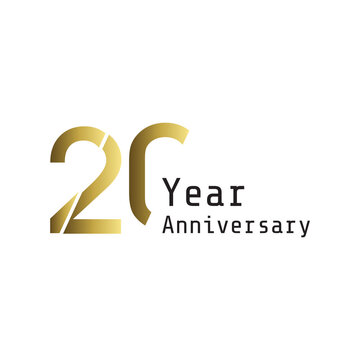 20 Years Anniversary Celebration Gold Color Vector Template Design Illustration