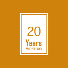 20 Years Anniversary Celebration Orange Color Vector Template Design Illustration