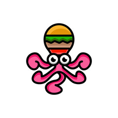 Simple Mascot Logo Design combination of octopus and burger