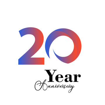 20 Years Anniversary Celebration Rainbow Color Vector Template Design Illustration