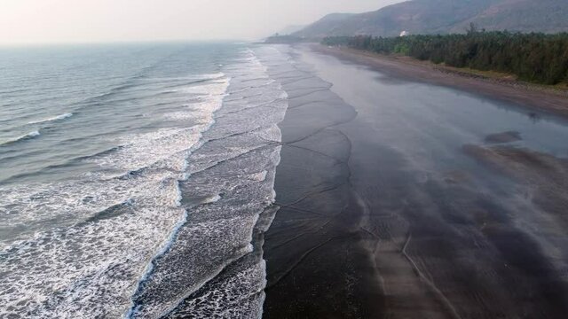 Aerial footage of Ladghar beach at Dapoli, located 200 kms from Pune on the West Coast of Maharashtra India.