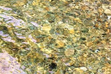 底に石が見える、ゆらゆらときらめく水面