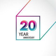 20 Years Anniversary Celebration Color Vector Template Design Illustration