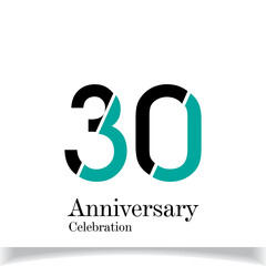 30 Years Anniversary Celebration Black Blue Color Vector Template Design Illustration