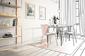 Simple Dinning Room Furniture Design (draft) - 3D Visualization