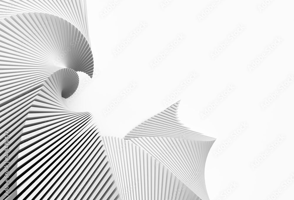 Poster 3d rendering abstract background with wave line. creative architectural concept.