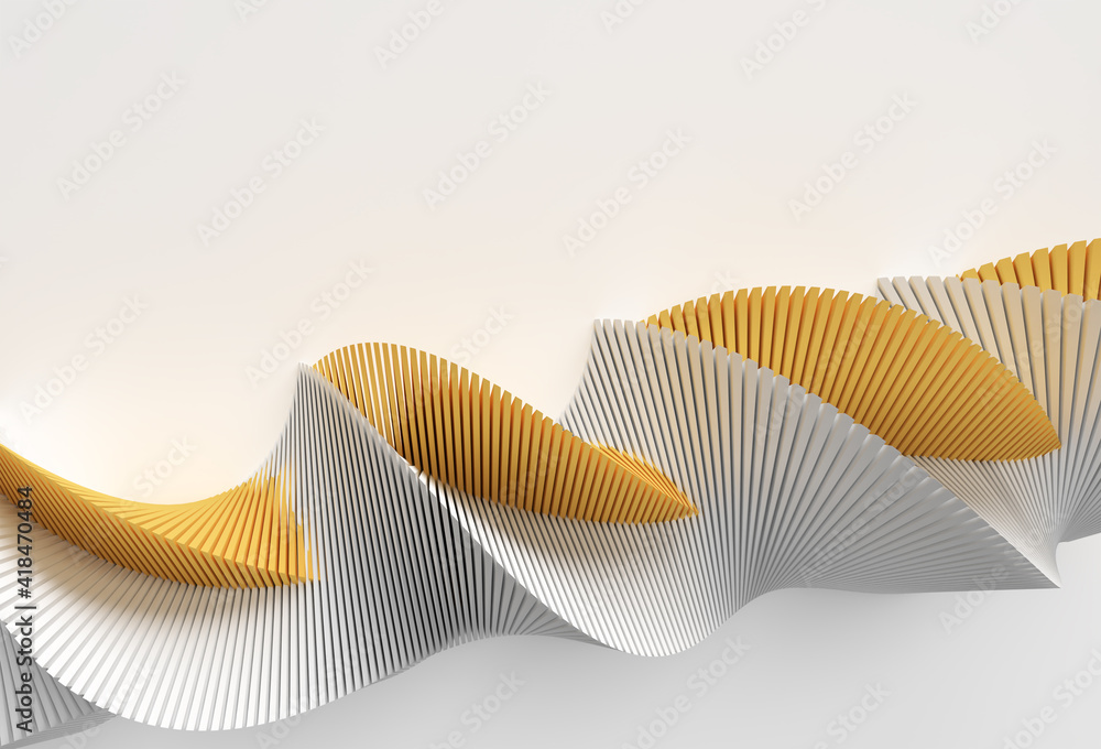 Poster 3d rendering abstract background with wave line. creative architectural concept.