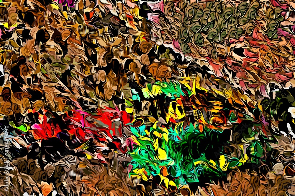 Poster abstract background. psychedelic fractal, texture of brush strokes of colored paint of blurred lines