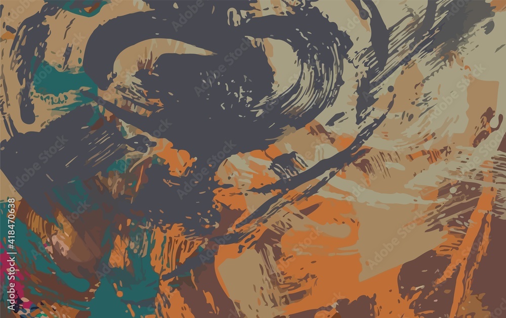 Poster abstract psychedelic background colored fractal hotspots arranged circles and spirals of different s