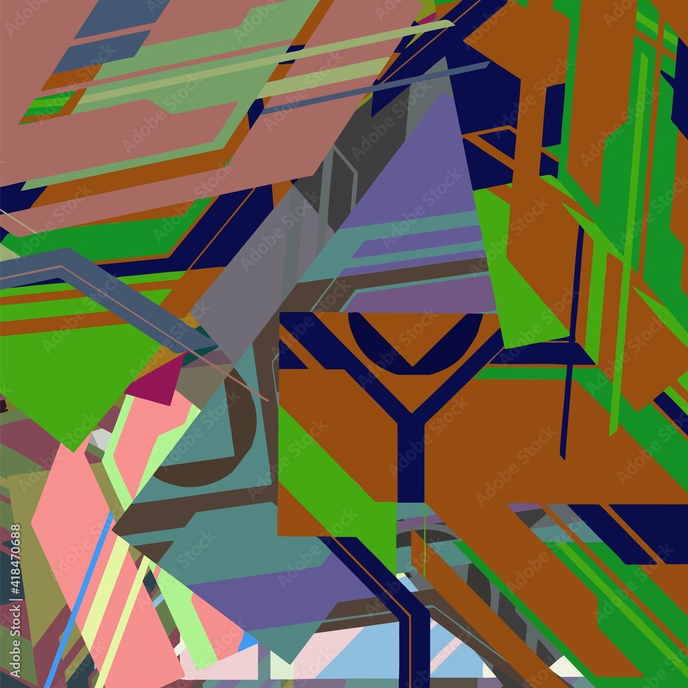 Poster abstract psychedelic background colored fractal hotspots arranged circles and spirals of different s